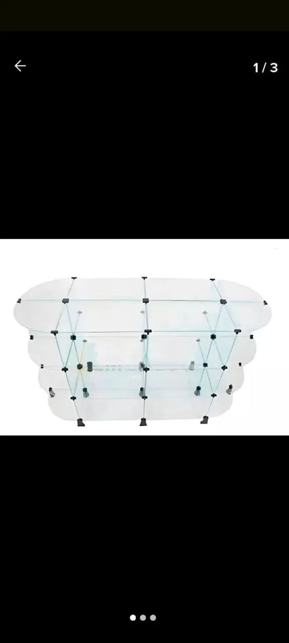Balcao oval de vidro
