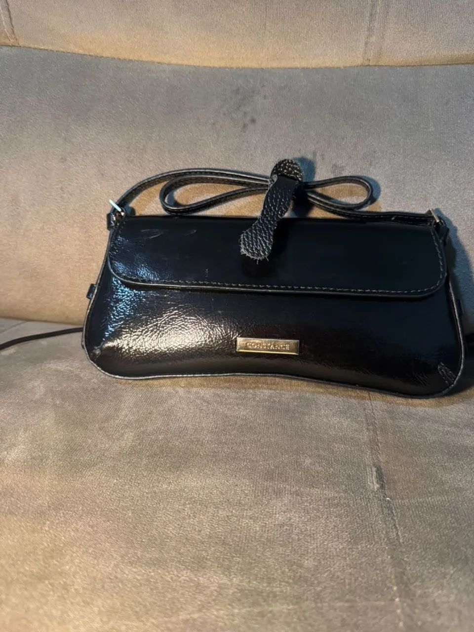 Bolsa Preta Baguete Couro - Foto 5