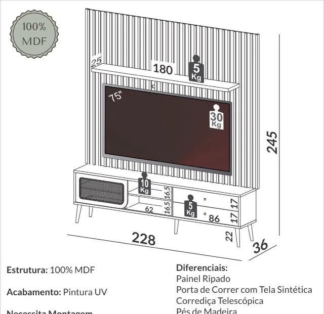 Painel com Rack Valdore 228 - Foto 2
