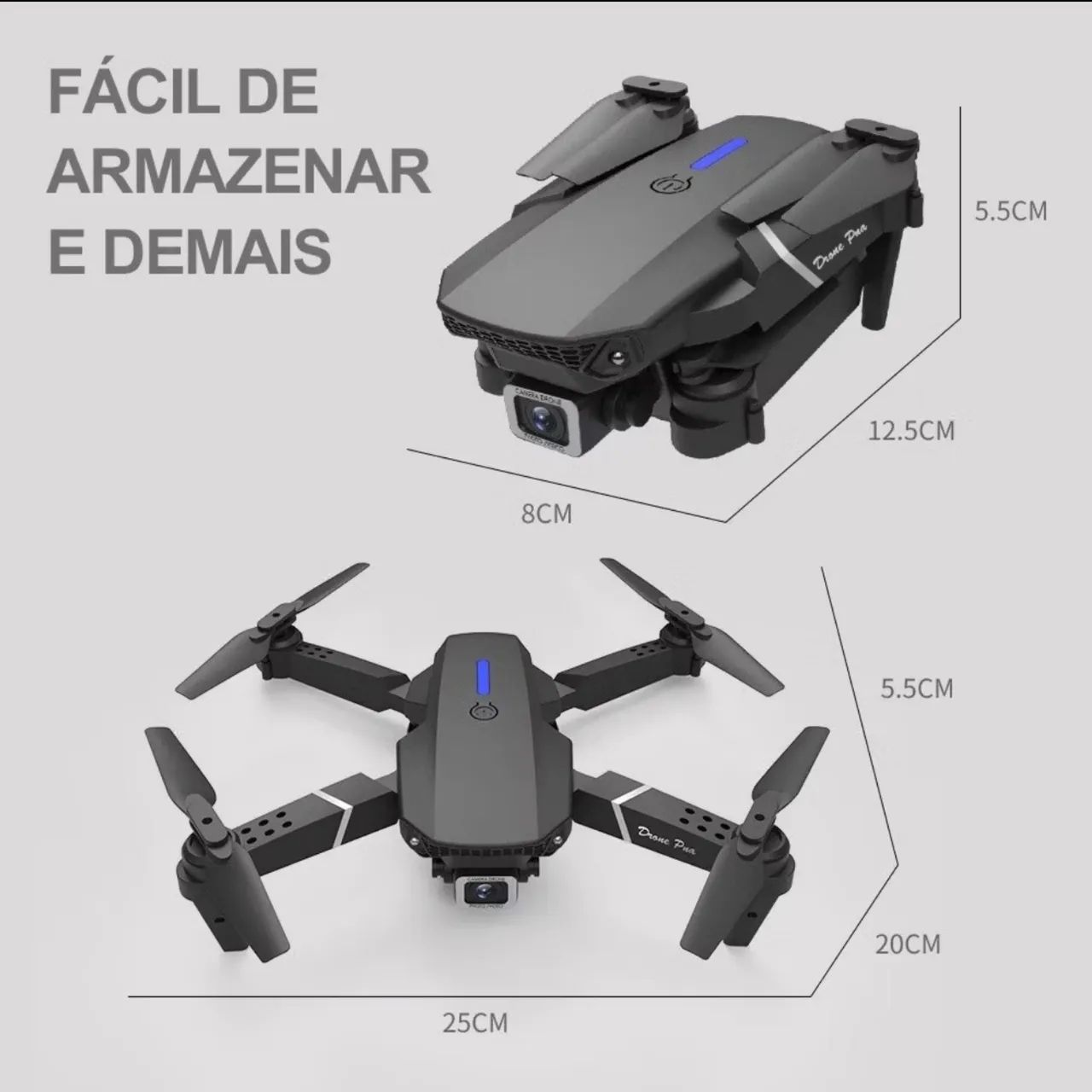 DLI Drone E88 HD com Câmera Dupla WiFi FPV  - Foto 5