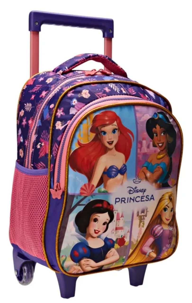 Mochila infantil com rodinhas princesa menina 