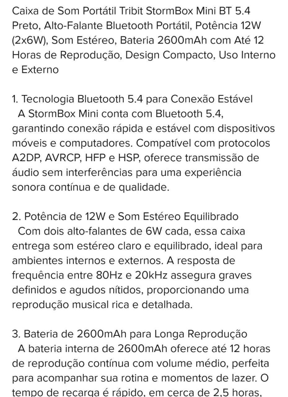 Caixa de Som NOVA TRIBIT StormBox Mini Nova - Foto 5