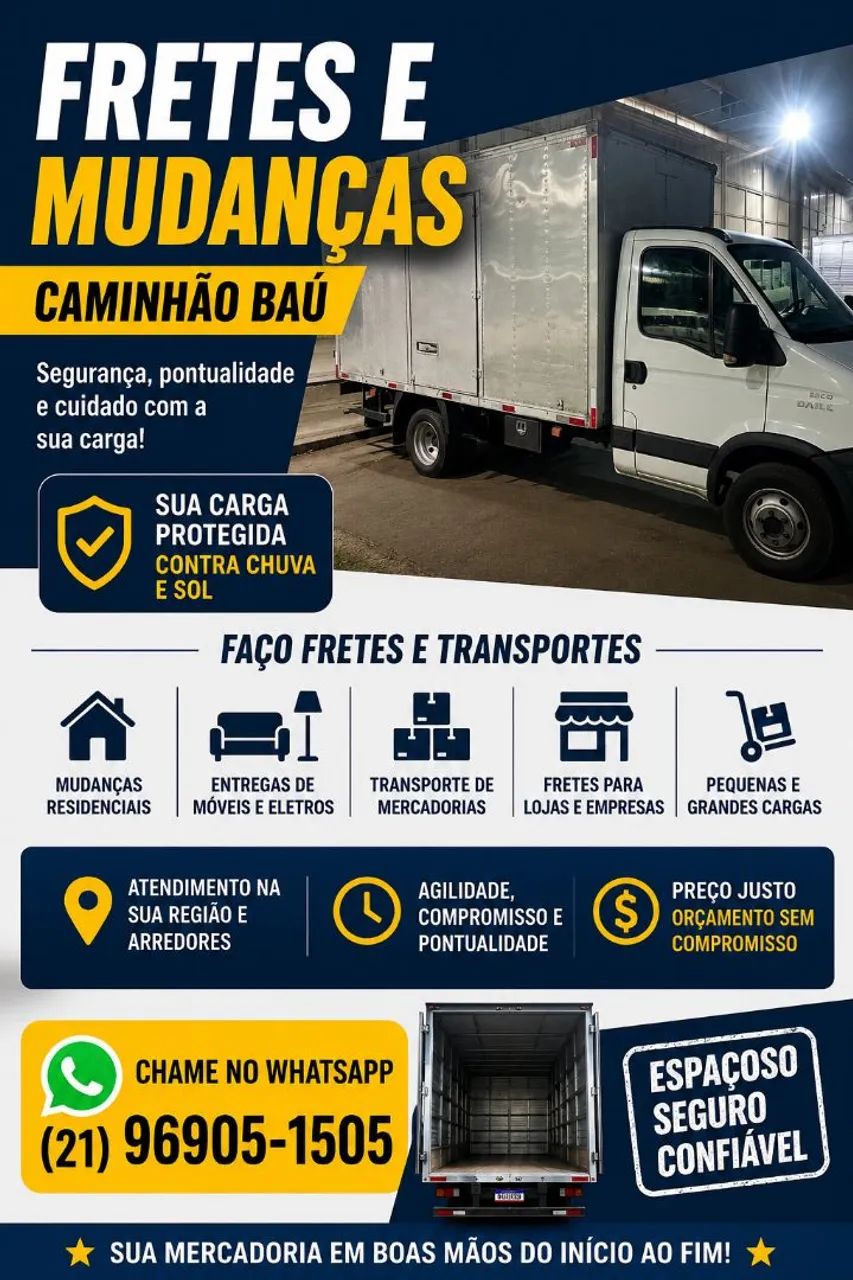 FRETES E MUDANÇAS - CAMINHÃO BAÚ SOU DE GUARATIBA