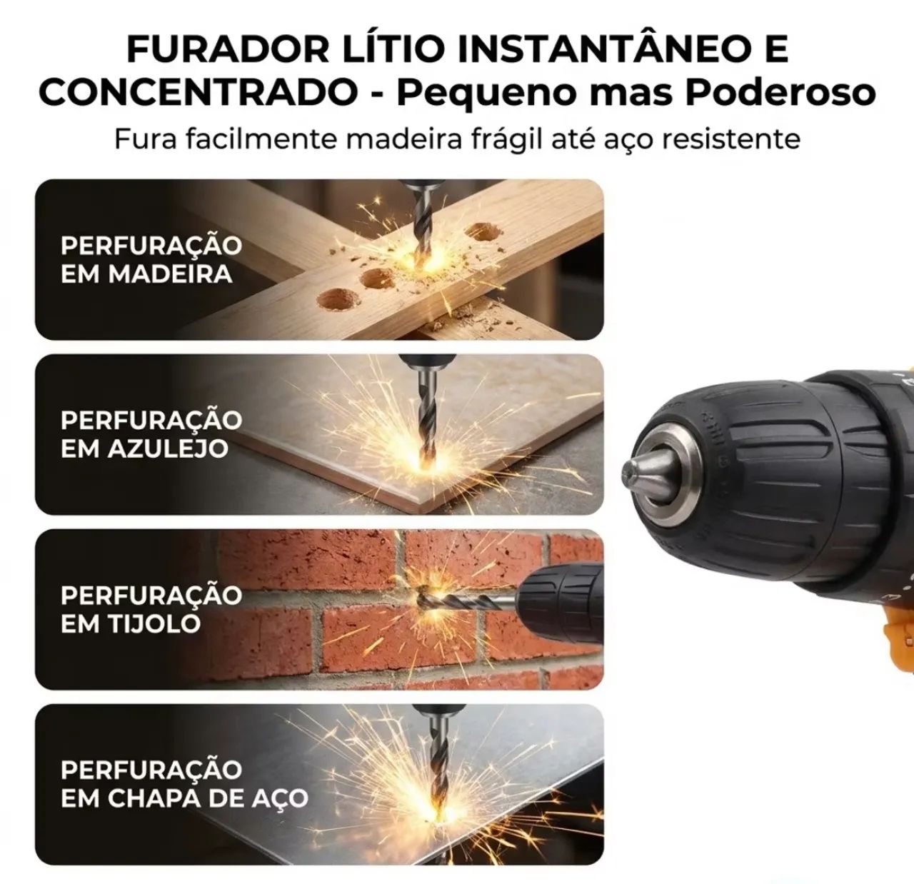 ? FURADEIRA/PARAFUSADEIRA 48V - 2 BATERIAS + KIT ? - Foto 2