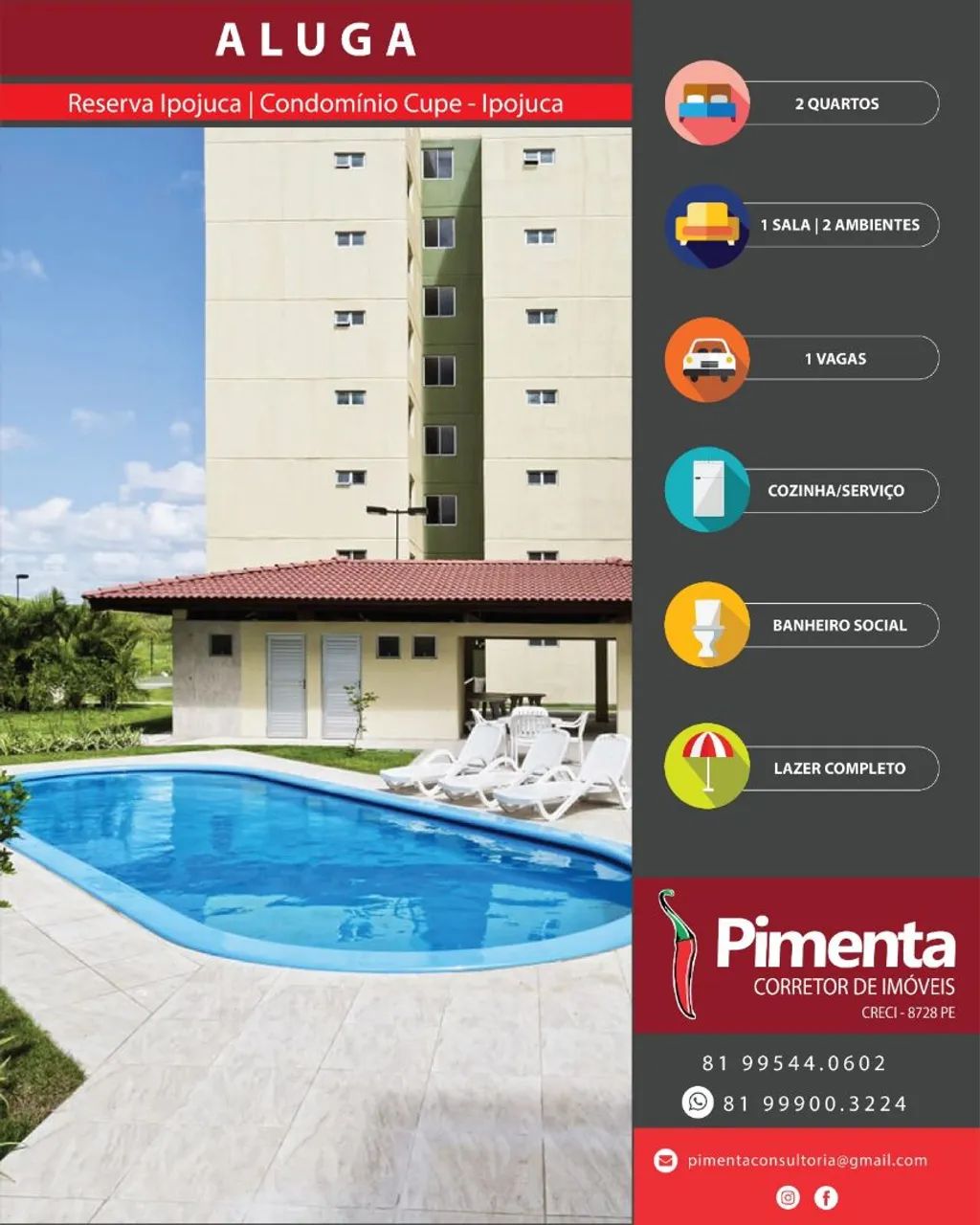 Alugo lindo APARTAMENTO MOBILIADO ipojuca condomínio Reserva Ipojuca Cupe 