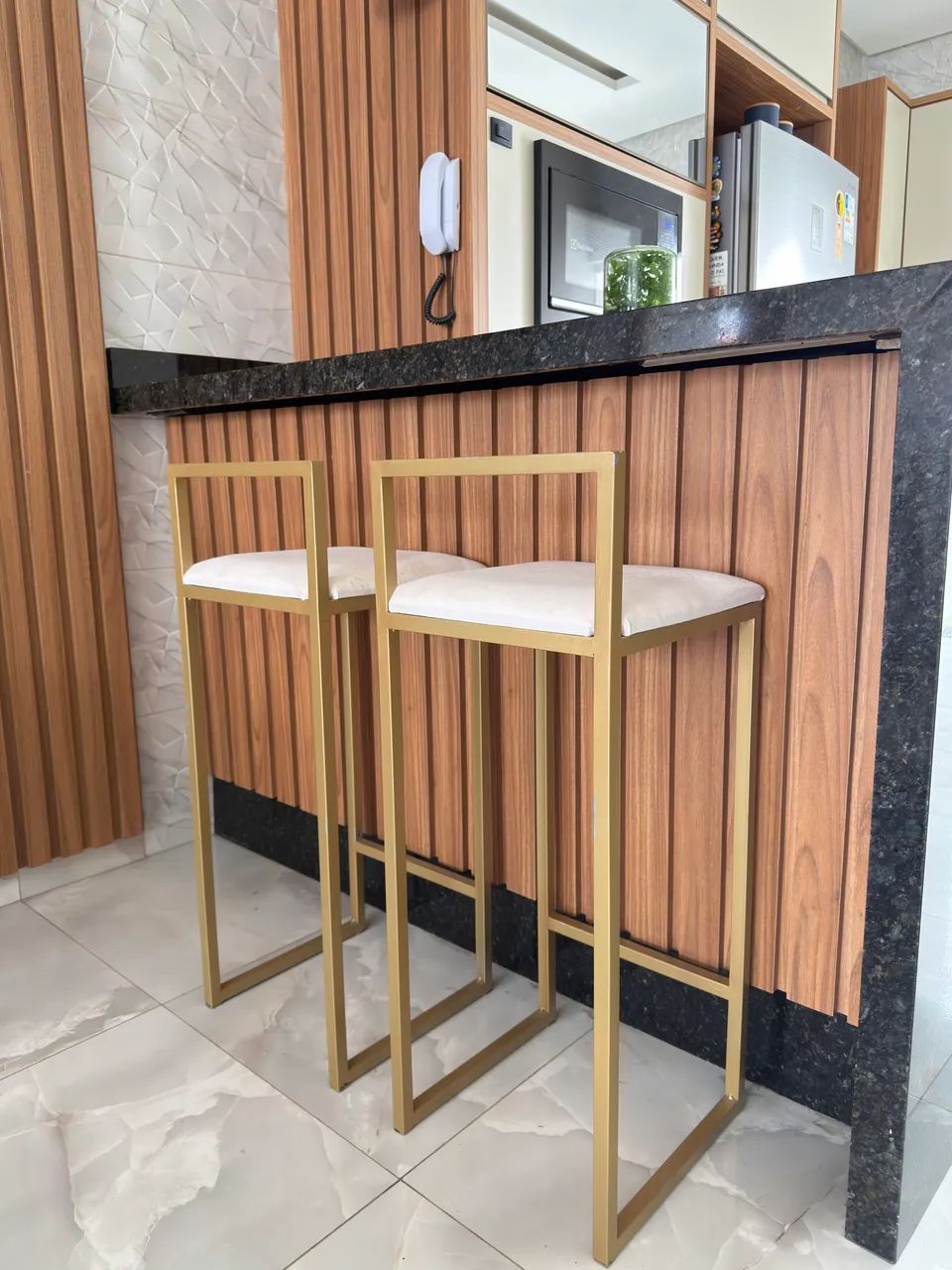 Kit 2 Banquetas Aço dourado 