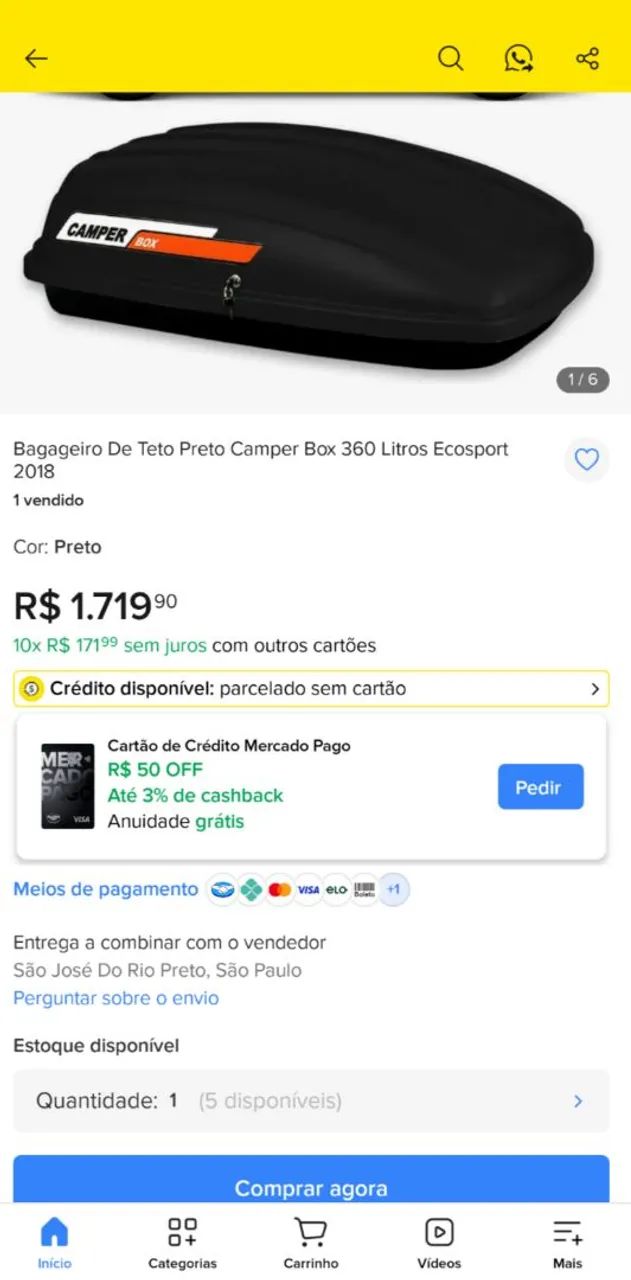 Bagageiro de teto preto Camper 360 Litros - Foto 4