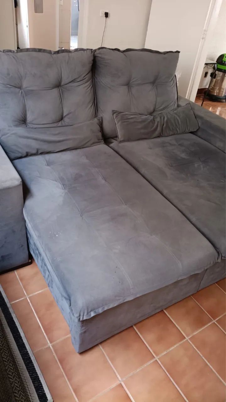 Sofá Retrátil e Reclinável 2 Lugares Cinza - Foto 3