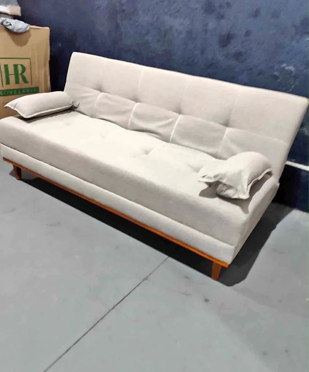 Sofá cama apollo cinza e bege 