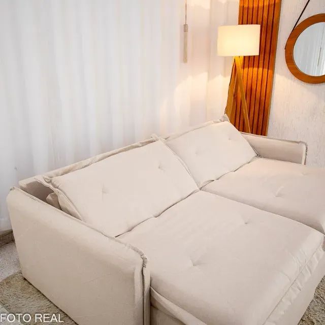 Sofá Retrátil 3 Lugares Linho Sofisticado - Foto 2