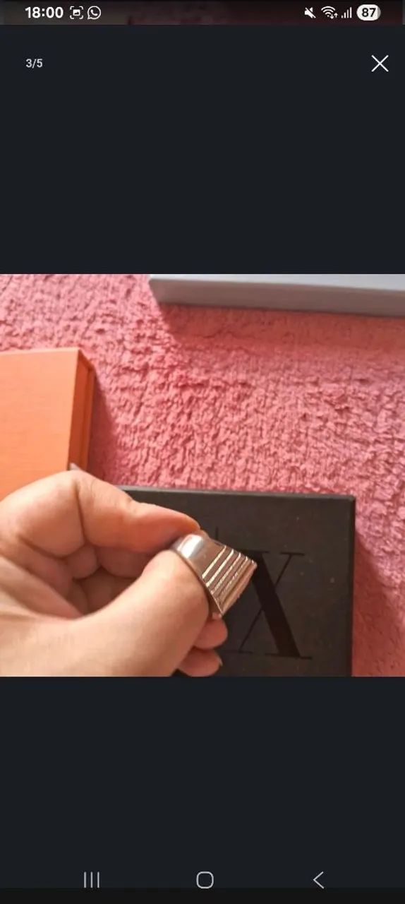 Pulseira em silicone com aço duas cores e Anel de Aço com Zircônias Brancas - Foto 4