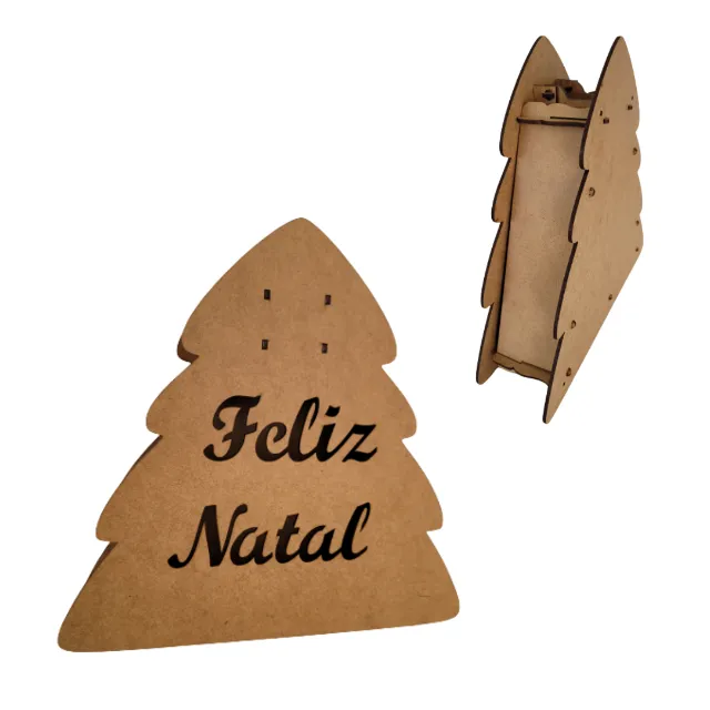 Mini Árvore De Natal Em Madeira Mdf Enfeite 3d 28 Peças