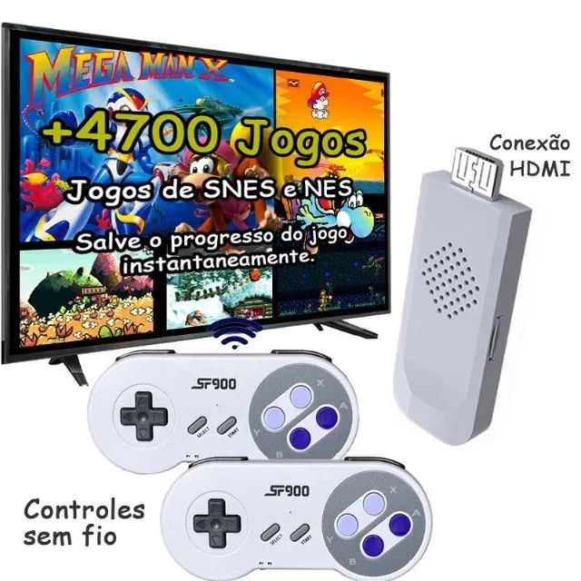 Console Game Stick Mini Game Box SF900 + 2 Controles Wireless (Com