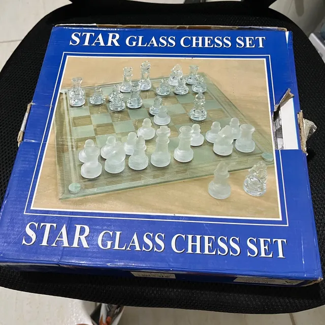 Gainty Jogo de xadrez de vidro internacional conjunto de tabuleiro