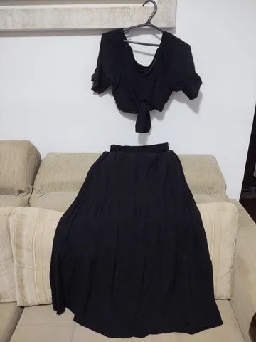 Conjunto Cropped e Saia Longa, novo - Foto 4