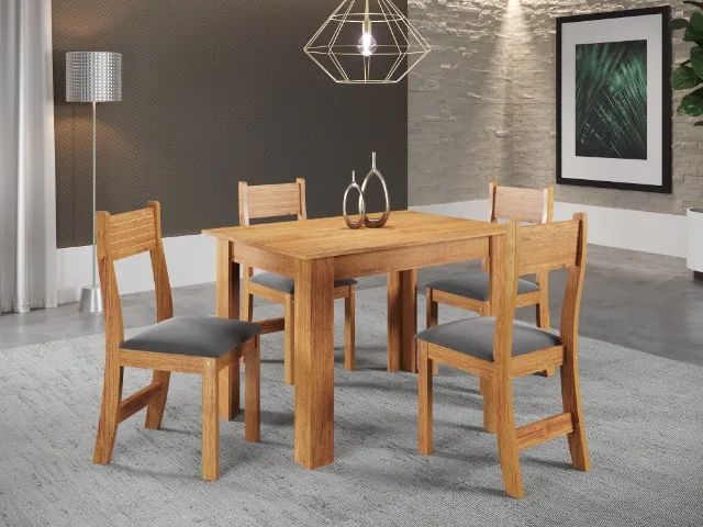 Mesa de cozinha madeira com 4 cadeiras - Entrega e montagem inclusa