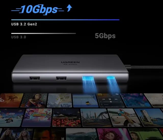 Hub Ugreen Adaptador Tipo C Portas 1*USB-C 3.2 10Gbps + 1*USB-A 3.2 10Gbps + Hdmi 4K @60Hz - Foto 3
