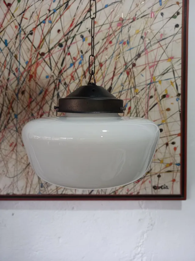 Antigo Lustre Em Opalina 21x13.