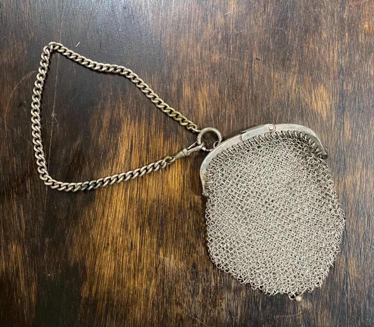Bolsa de malha de prata antiga
