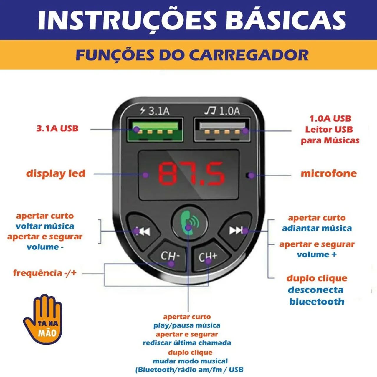 Transmissor carregagor MP - via Bluetooth  - Foto 3