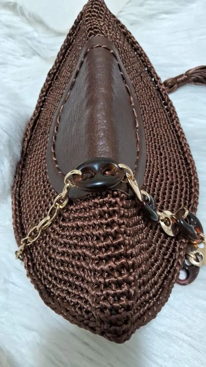 Bolsa crochê e couro giolli - Foto 5