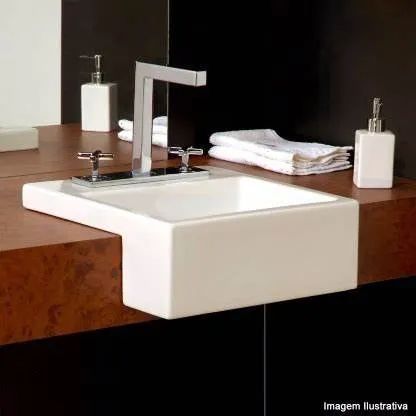 Deca L830 cor branco 160mm x 420mm x 420mm cuba para banheiro semi encaixe - Foto 2