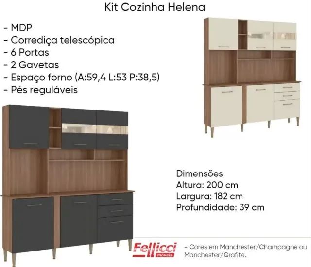 Armário de Cozinha Helena c/ Espelho Varios modelos - Foto 3