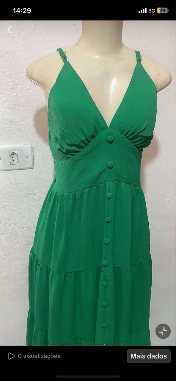 Vestido verde crepe Duna - Foto 3