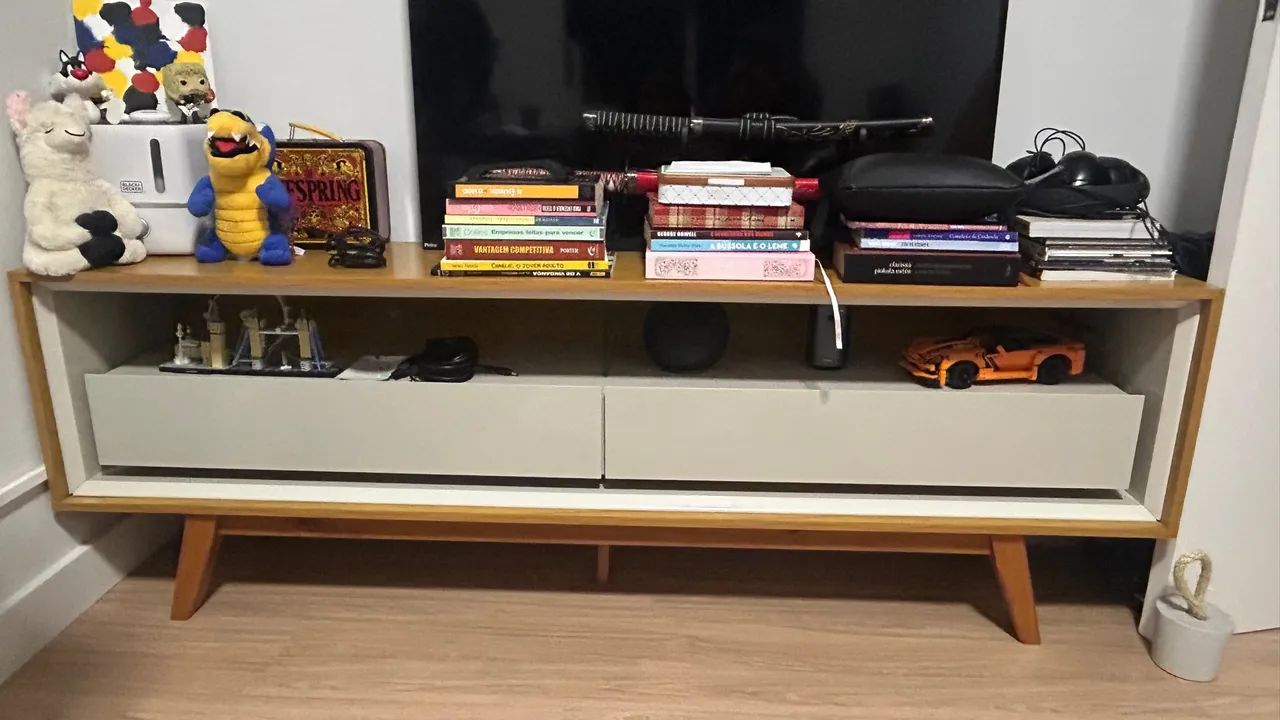 Rack para TV até 75 Polegadas - 100% MDF - Off White - Foto 5