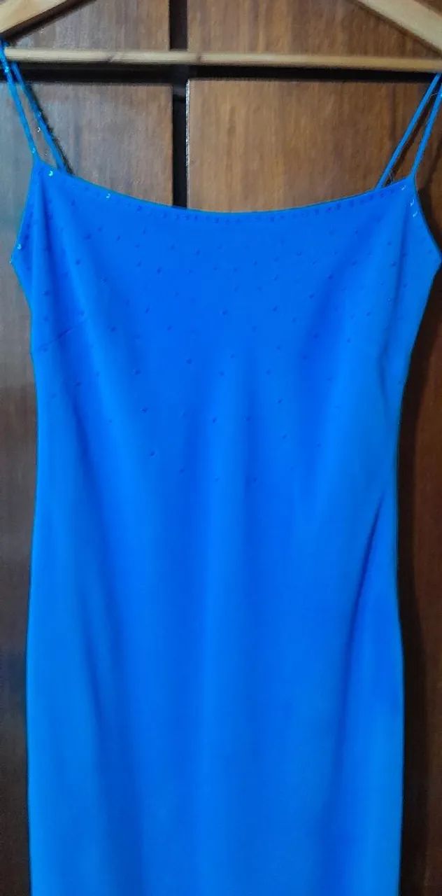 Vestido Crepe Azul Longo GREGORY TAM. M - Foto 2