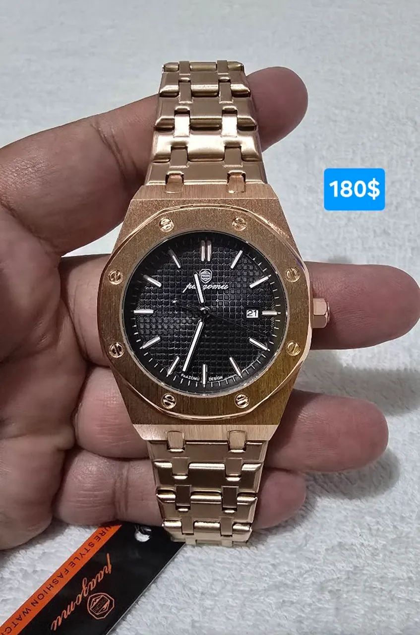 Relógio da Paazomu dourado rosé em aço original 