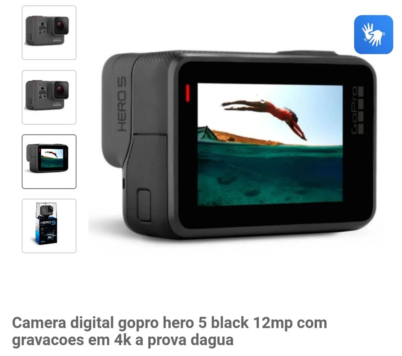 Camera digital gopro hero 5 black 12mp com gravacoes em 4k a prova dagua - Foto 2