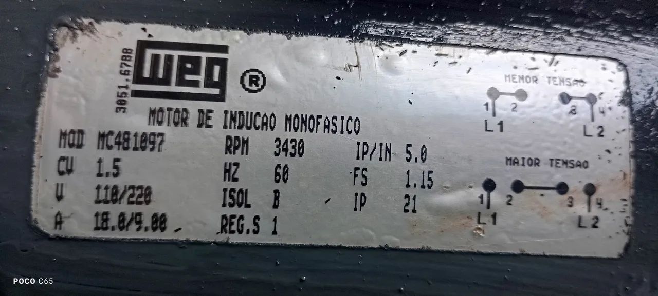 Motor elétrico 1,5CV 110/220 alta rotação  - Foto 3
