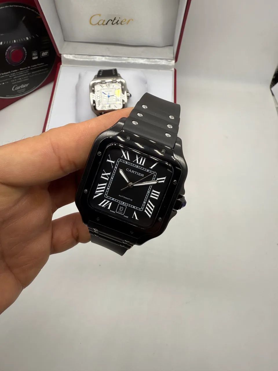 Relógio Cartier Santos Borracha Automático 