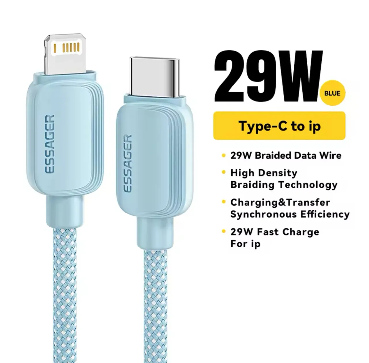 Cabo de Carregamento Rápido 29W Type-C para iPhone - Azul