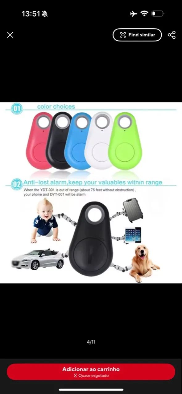 Mini tag Rastreador GOS de Bagagem Anti-Perda Bluetooth - Foto 5