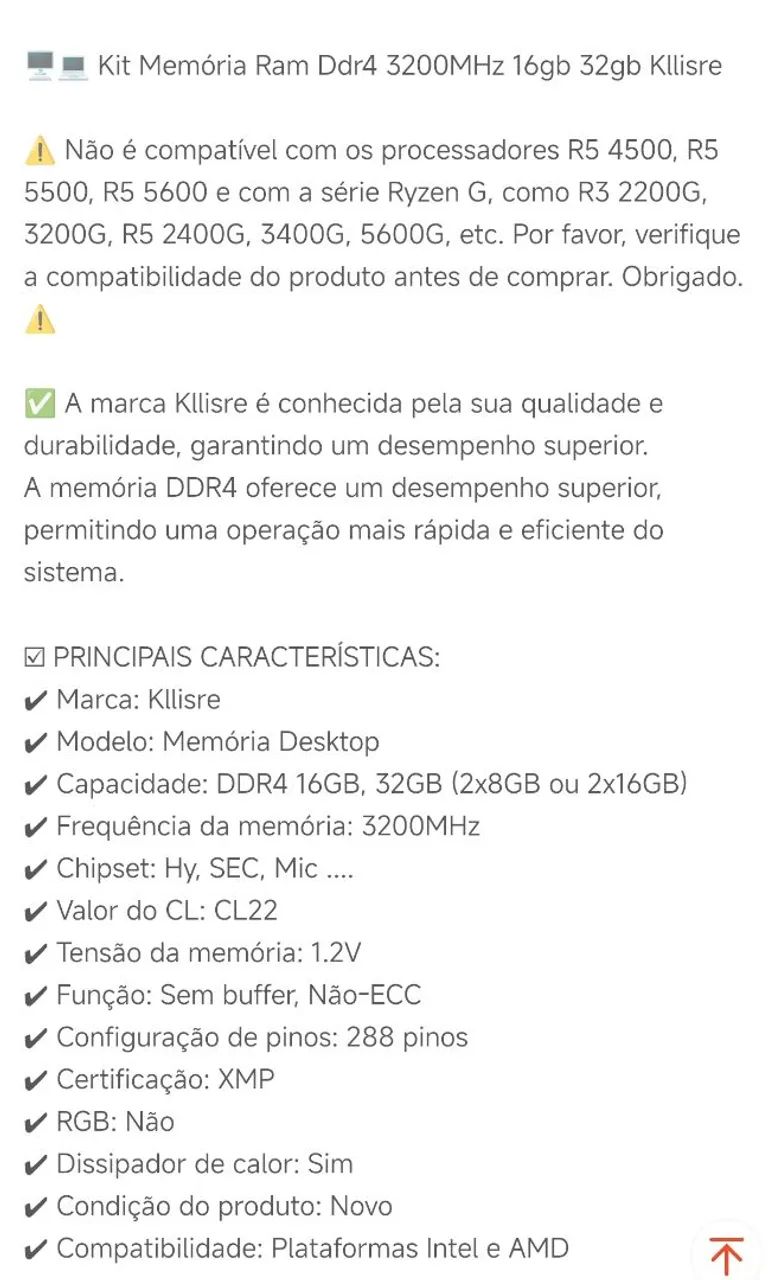 2x 8GB DDR4 3200MHz Kllisre PC4-25600U-CL22 novo  - Foto 4