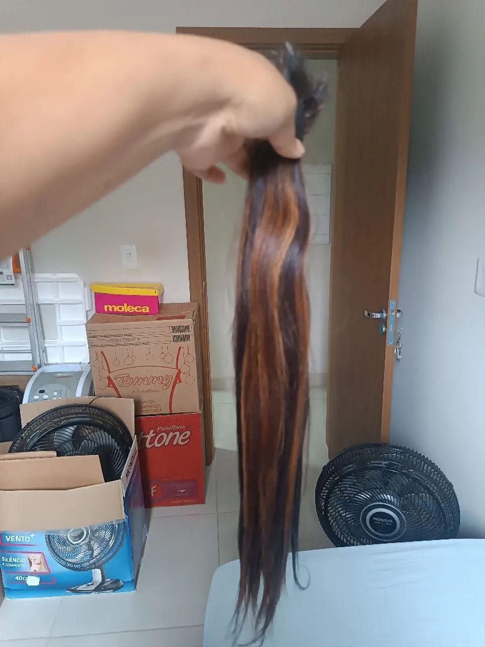Cabelo natural liso Castanho com Mechas