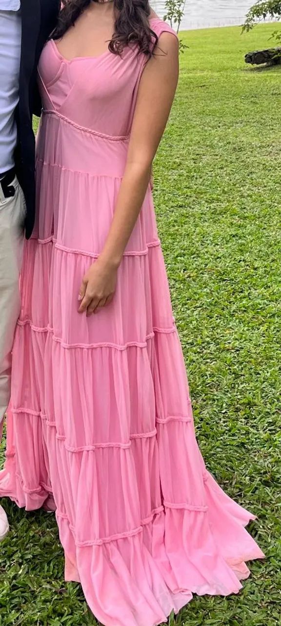 Vestido longo rosa, festa, casamento, formatura