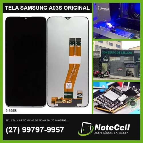 Tela Display Para Samsung A03S Original 3.455B - Instalação Expressa Em 30 Minutos!