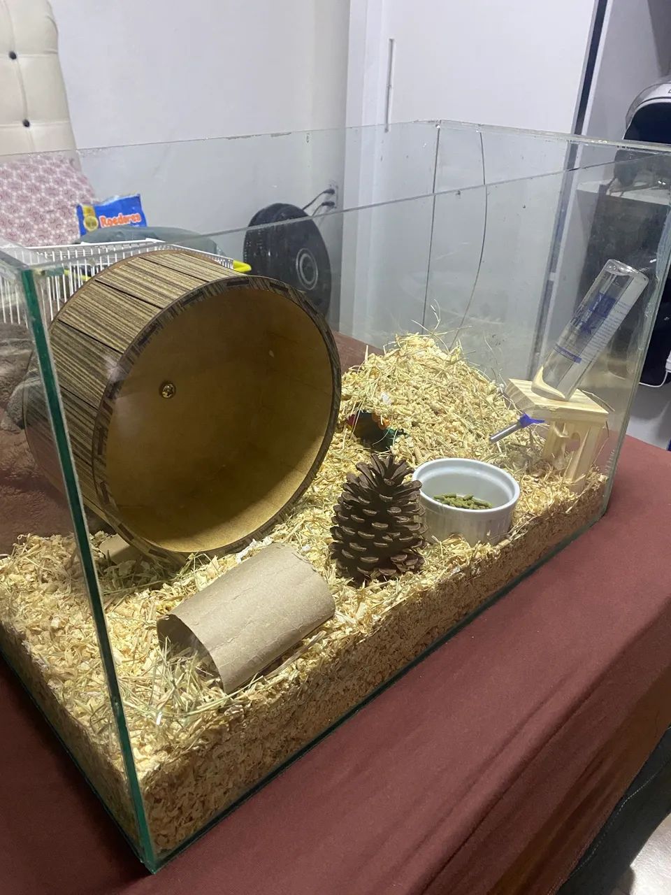 Gaiola para roedores completa com comida e bebedouro