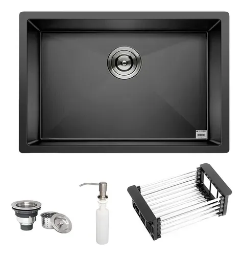 Cuba Preta Quadrada Inox Cozinha Pia Embutir Sobrepor Gourmet 6040 Premium com acessórios