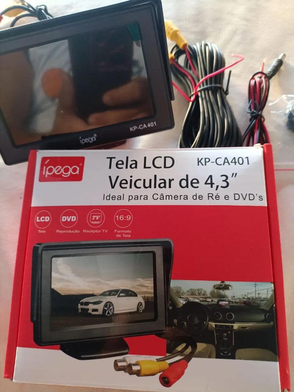 Tela LCD Veicular 4.3" ipega para Câmera de Ré e DVD's - Foto 4