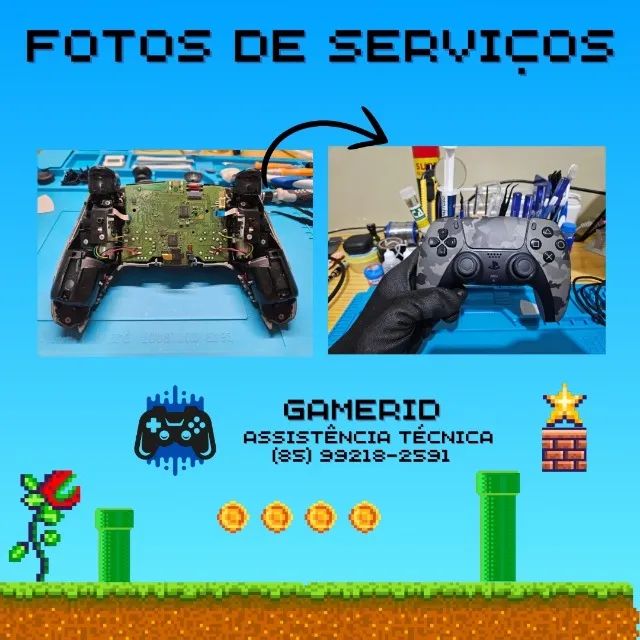Conserto de controles PS4, PS5, Xbox One, Xbox Séries S/X