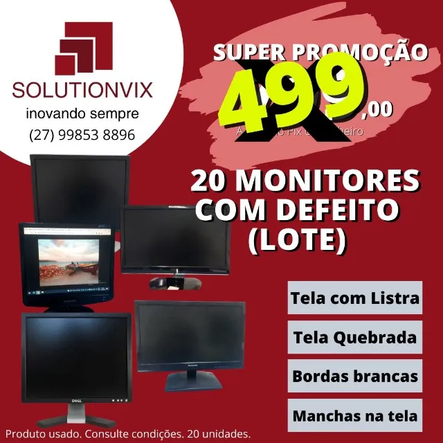 Monitor com defeito - Lote com 20