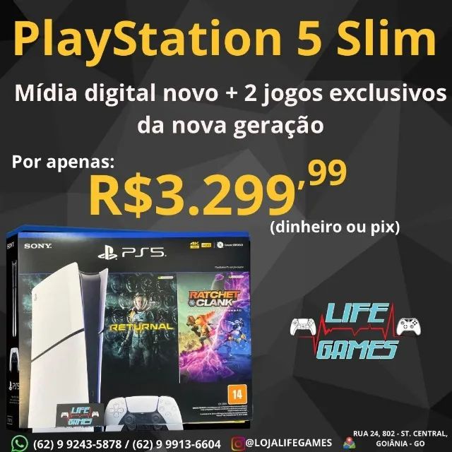 PLAYSTATION 5 SLIM 1TB MÍDIA DIGITAL NOVO BUNDLE COM 2 JOGOS EXCLUSIVOS