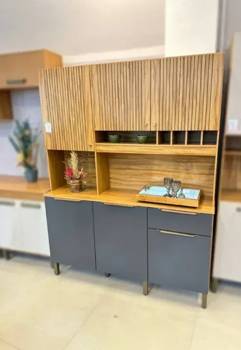 Armário de Cozinha Moscato Amêndoa/Chumbo  APRONTAR ENTREGAR
