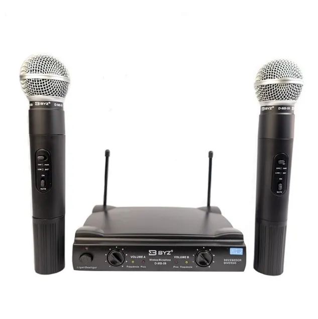 Microfone Sem Fio Duplo Dinâmico Uhf Função Anti-ruído - Foto 2