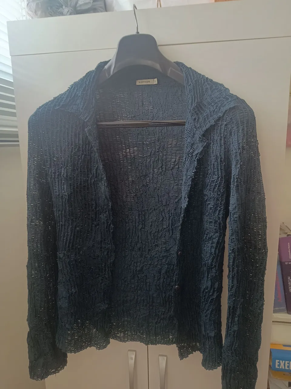 Blusa M. Officer Texturizada Azul Escuro