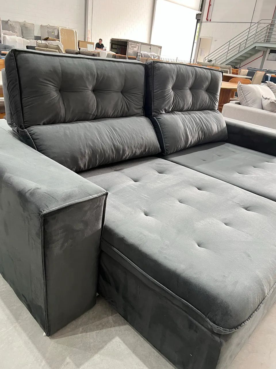 Sofá Retrátil Cinza com Pillow Top NOVO ULTIMA PEÇA